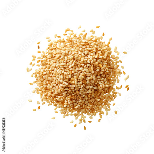 Heap of Sesame Seeds Isolated on Black Background