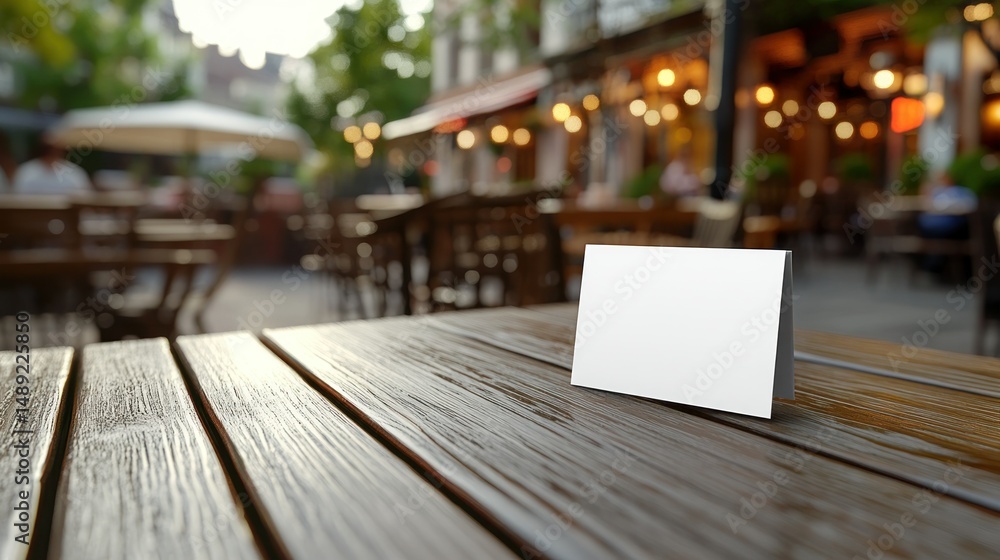 Blank menu on outdoor cafe table Blank menu on outdoor cafe table
