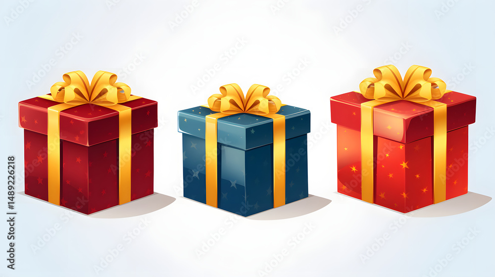 Fototapeta premium Colorful Gift Box Vector Illustration Logo Icon, Ideal for Cartoons and Clipart Designs