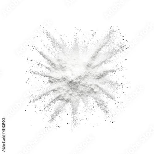 White Powder Explosion on Black Background - Flour, Sugar, or Baking Soda Burst