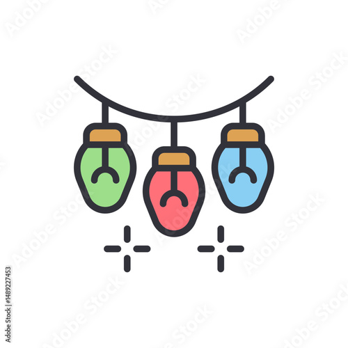 Festive Garland Of Colorful Lights For Holiday And Celebration