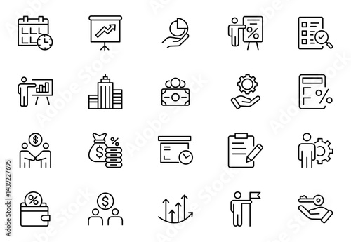 ESOP line icons set. Modern ESOP Icons - High-Quality Graphics for Finance, Corporate Plans,Includes Employee, Stock, Ownership, Plan, Vector illustration.