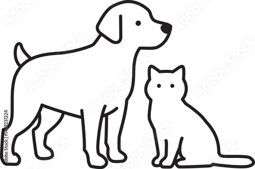 犬猫のシンプルなアイコンベクター