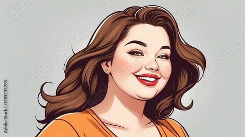 Plus size woman Tilting the head slightly with a playful smile background
