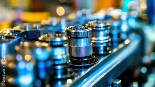 Industrial metal components close up of precision machined parts technology and engineering