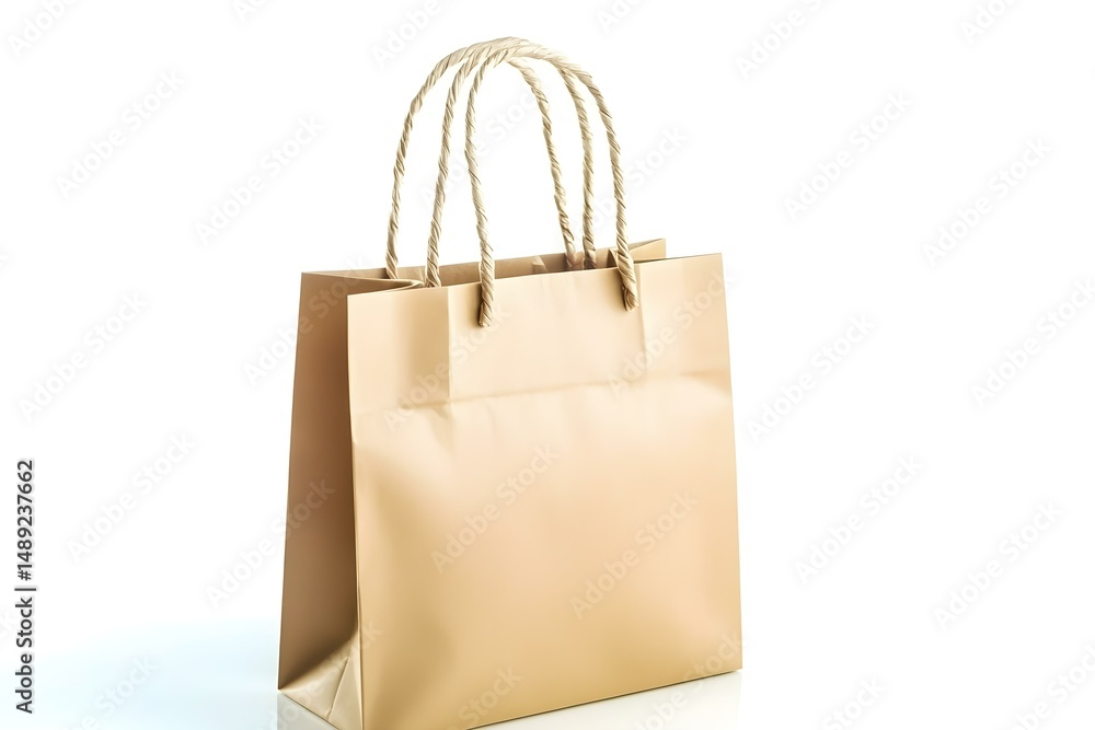 Isolated Brown Paper Shopping Bag with Handles for Eco-Friendly Retail Isolated Brown Paper Shopping Bag with Handles for Eco-Friendly Retail