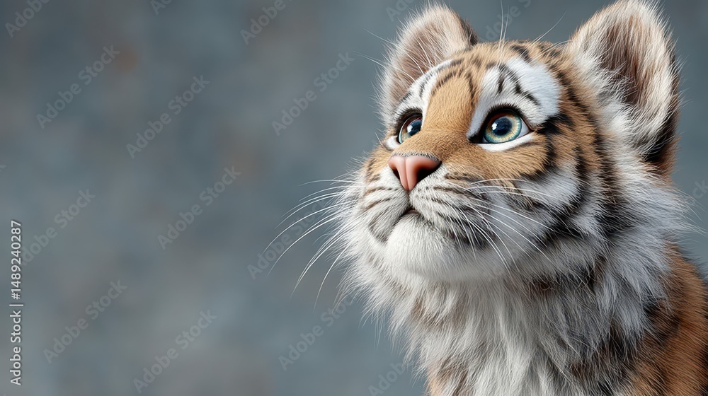Obraz premium Adorable Baby Tiger Cub Wildlife Cute Animal Portrait Nature Photography
