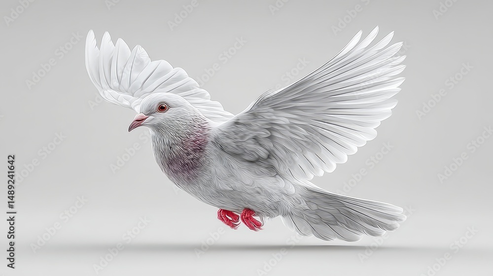 Obraz premium White Dove in Flight Peace Hope Purity Spiritual Symbol