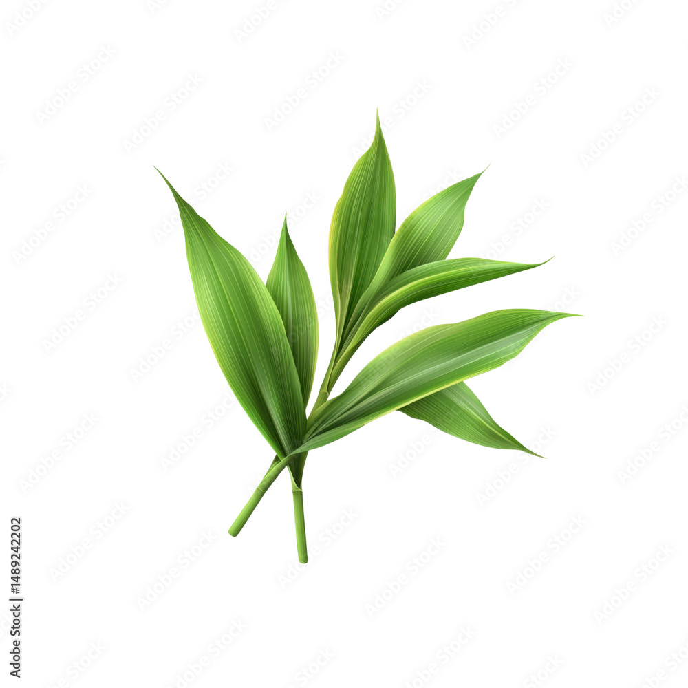 Fototapeta premium Lush Green Bamboo Leaves, Isolated on Black Background