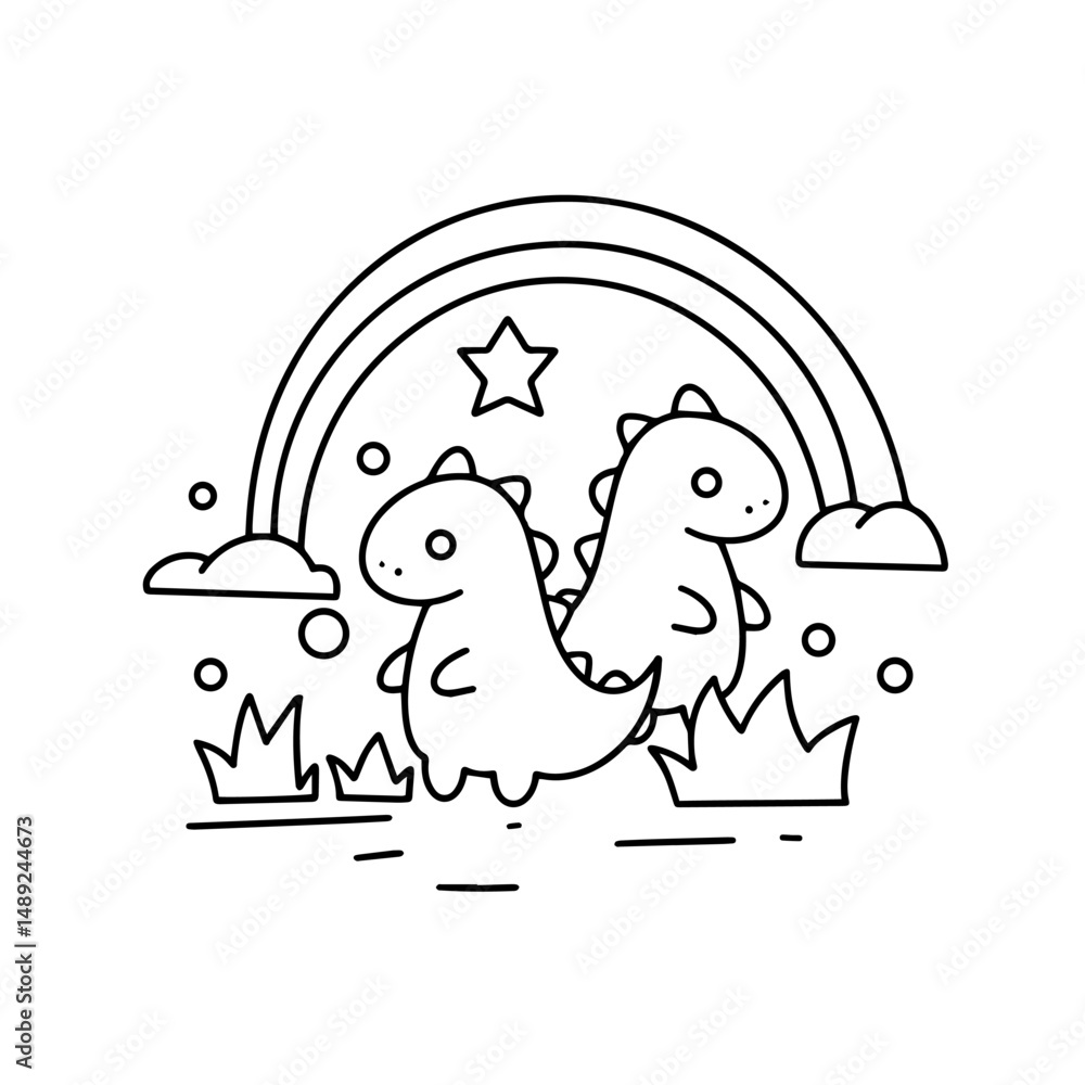 Obraz premium Hand drawn coloring page illustration isolated on white