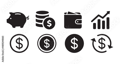 Financial Investment & Money Saving Icons | Budget, Income & Finance Vector Pack.vector illustration.