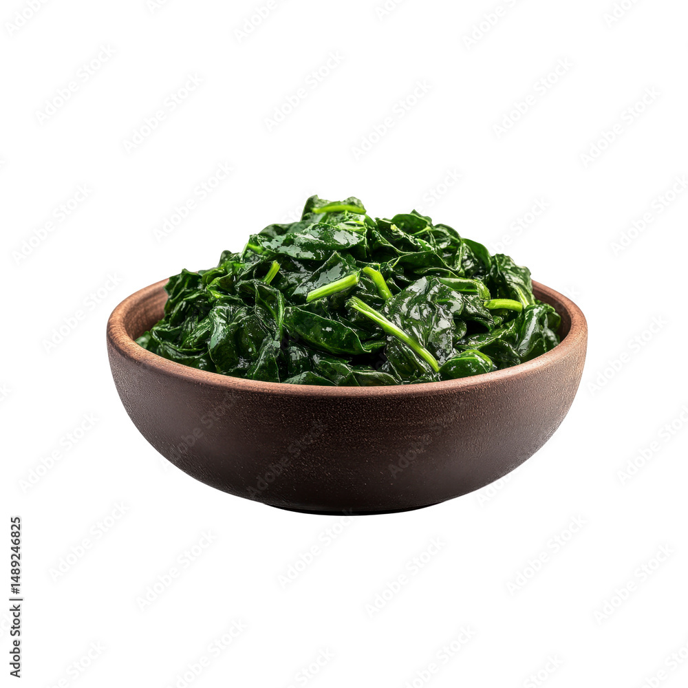 Bowl of Freshly Cooked Spinach, Healthy Green Leafy Vegetable Bowl of Freshly Cooked Spinach, Healthy Green Leafy Vegetable
