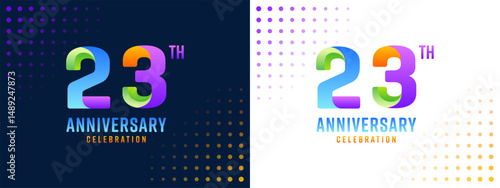 23th anniversary logo with colorful for business, wedding, greeting, background