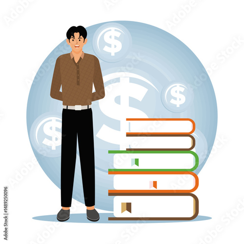 Investing money in knowledge and education concept.