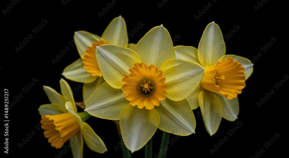 Obraz premium Stylized Artwork of Daffodil Flowers on a Black Background