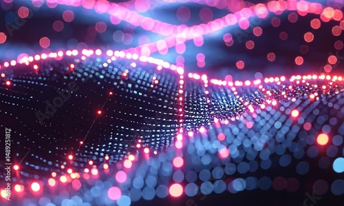 Wallpaper Mural Abstract Visualization of Interconnected Glowing Lights Moving in Dark Environment Torontodigital.ca