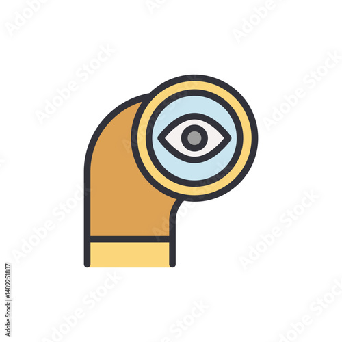 Conceptual Illustration Of Observation With An Eye Inside A Periscope
