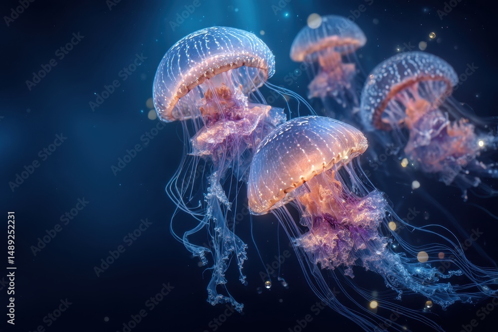 Jellyfish glowing underwater ocean wildlife marine life Jellyfish glowing underwater ocean wildlife marine life