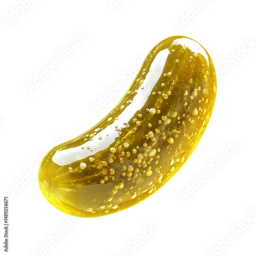 Glossy, Juicy Dill Pickle Close-up