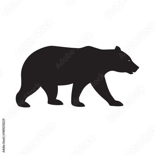 This is a vector illustration design featuring a wild animal silhouette of a polar bear, a big mammal from the arctic