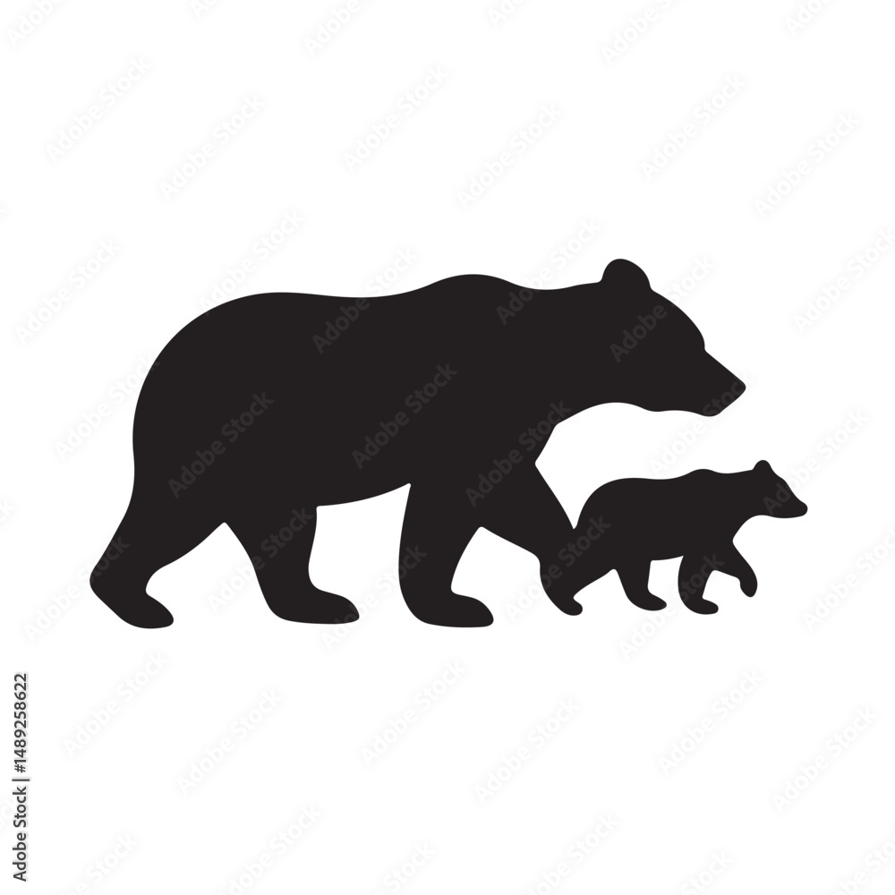 Fototapeta premium Bear silhouette vector illustration of wild animal nature icon