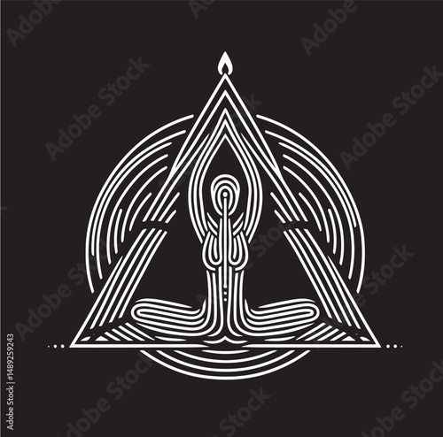 Sacred geometry. Linear alchemy, occult, philosophical sign. For music album cover, poster, sacramental design. Astrology and religion concept-01.eps