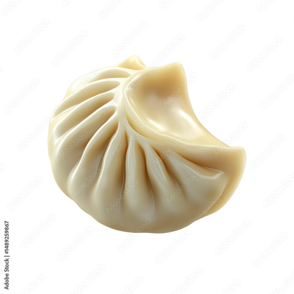 Naklejka premium Single Steamed Dumpling, Close-Up Studio Shot