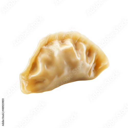 Single Steamed Dumpling Isolated on Black Background