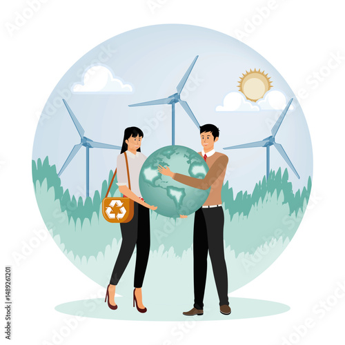 People Promoting Environmental Sustainability with Renewable Energy Sources and Conservation.