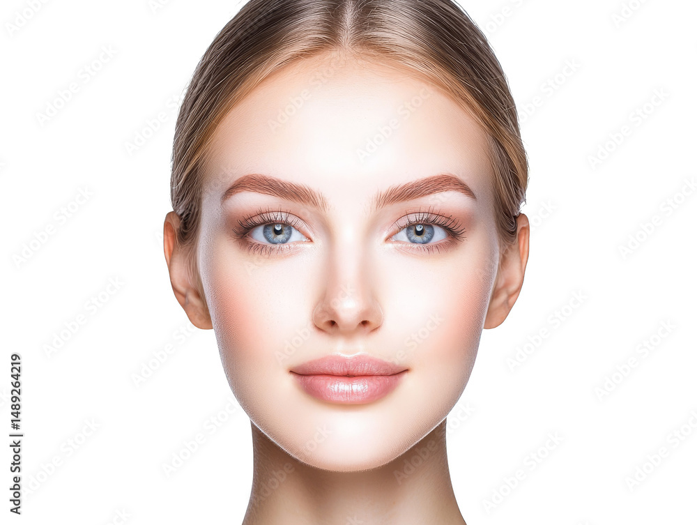 Fototapeta premium Captivating portrait, woman with piercing blue eyes and radiant blonde hair 