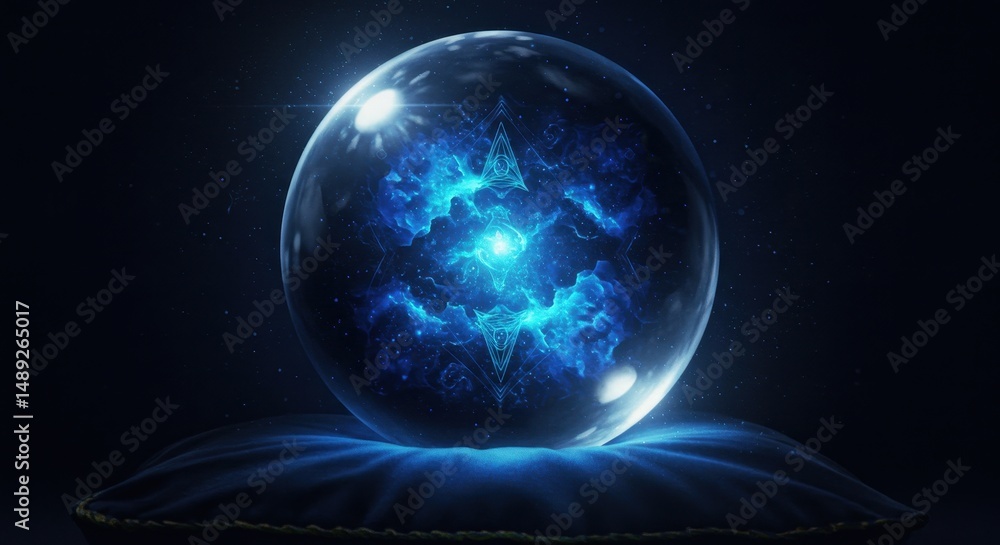 Obraz premium Glowing blue sphere with light patterns