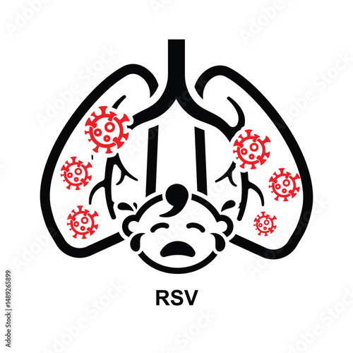 RSV Icon. Respiratory syncytial virus icon isolated on background vector illustration.
