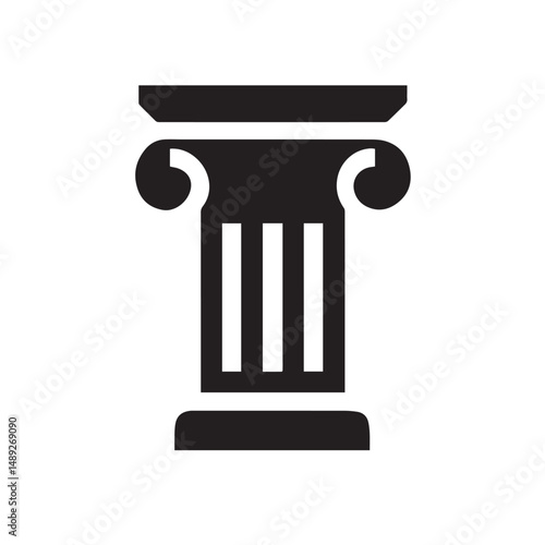 Ancient Pillar's Majesty: A photorealistic, high-angle, close-up captures an ionic pillar. Illustrating timeless architecture, showcasing its elegant form and strength against an empty background.