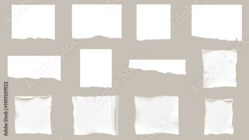 Torn sheets of paper. Torn paper strips set. Vector illustration