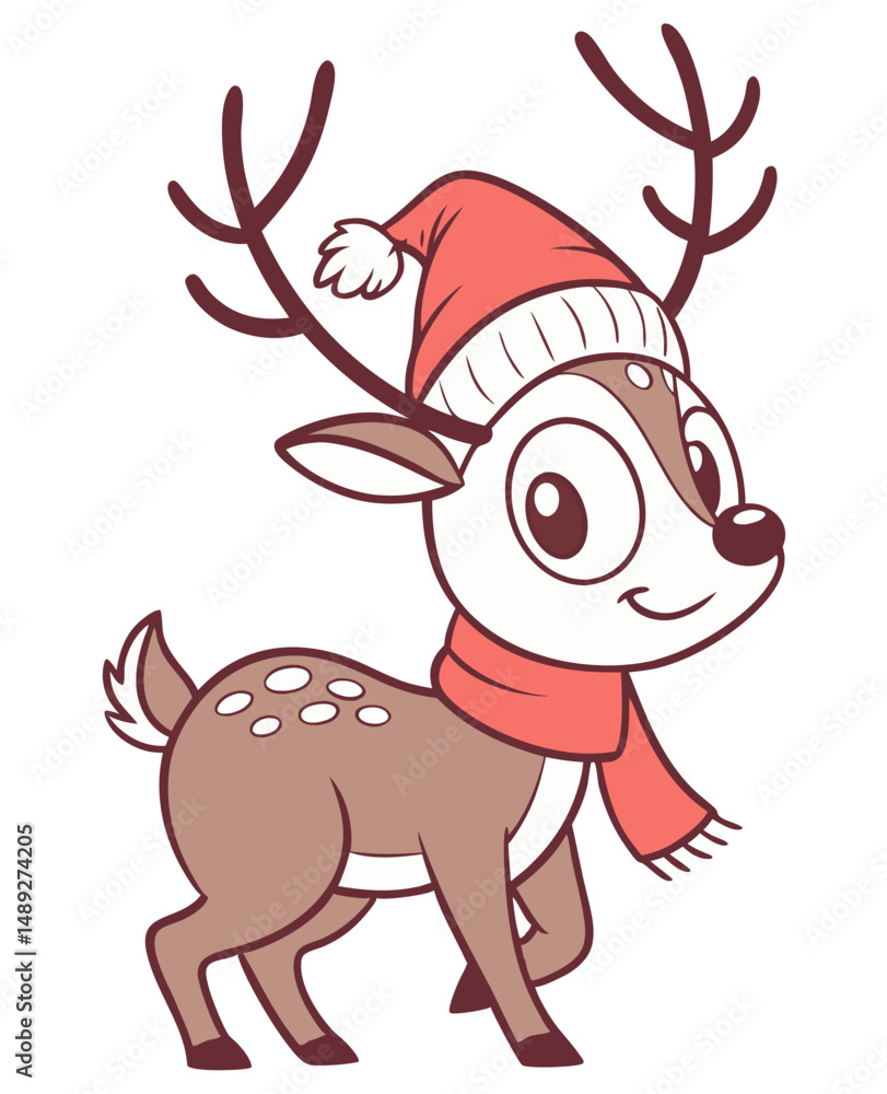 Little Cute Christmas Deer Vector Little Cute Christmas Deer Vector