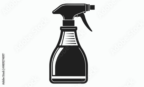 cleaning spray silhouette, bottle outline icon, household cleaner vector

