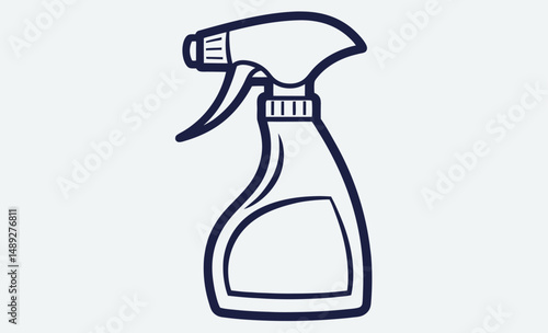 cleaning spray silhouette, bottle outline icon, household cleaner vector
