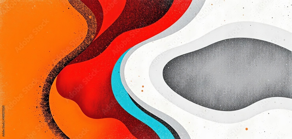 Grainy abstract poster background with orange, red, white, black, teal, and gray wave noise texture, noise texture, white background Grainy abstract poster background with orange, red, white, black, teal, and gray wave noise texture, noise texture, white background