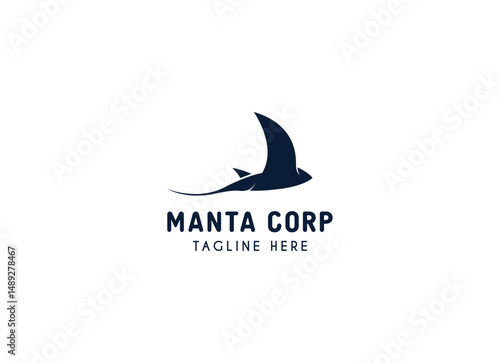 Simple and minimalist stingray fish logo design. Manta logo design vector illustration. 