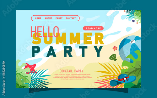 Hello summer landing page template design