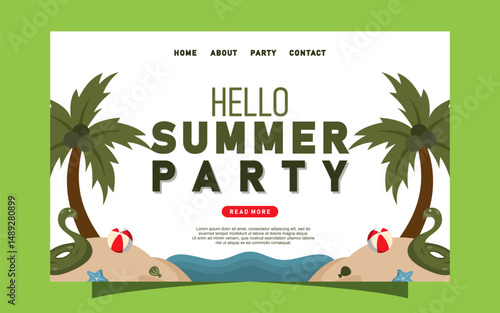Hello summer landing page template design