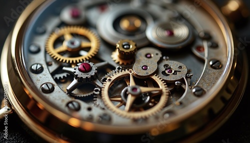 Wallpaper Mural Intricate watch mechanism with gears and components. A detailed shot showcasing the craftsmanship of a mechanical watch Torontodigital.ca