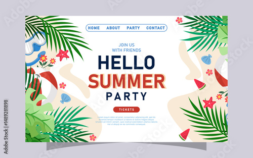 Hello summer landing page template design