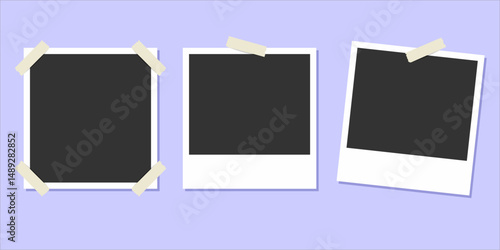 Empty white photo frame, set polaroid realistic mockup, vector EPS file