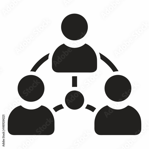 People referral icon design vector illustration. Referrals, reference, meeting black icon on white isolated background. 