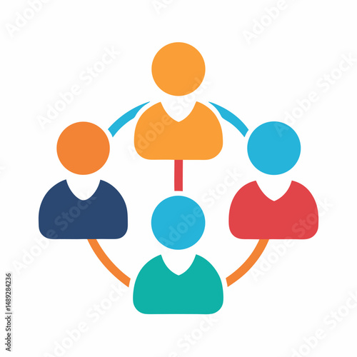 People referral icon in flat style. Business communication vector illustration on white isolated background. Reference teamwork business concept. 