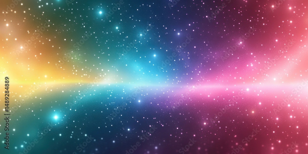 Obraz premium Colorful starry cosmic scene with a gradient of warm and cool colors blending across the night sky, evoking a sense of wonder and vastness