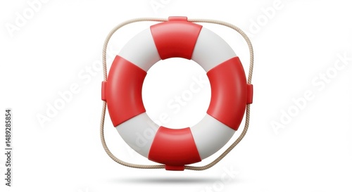 Realistic red and white life preserver illustration