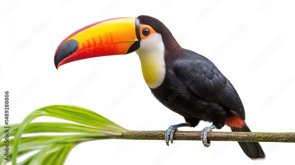 Obraz premium Vibrant Toucan with Colorful Beak Sitting on a Branch in Nature