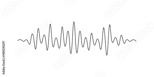 Sound line wave music audio icon one art voice continuous hand. Wave podcast line sound soundwave noise sketch drawn drawing doodle outline recording frequency vocal waveform microphone background